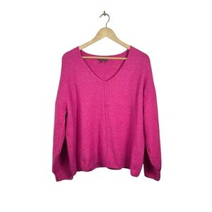 Vince Camuto Women’s Paradox V-Neck Center Seam Sweater in Pink Size L